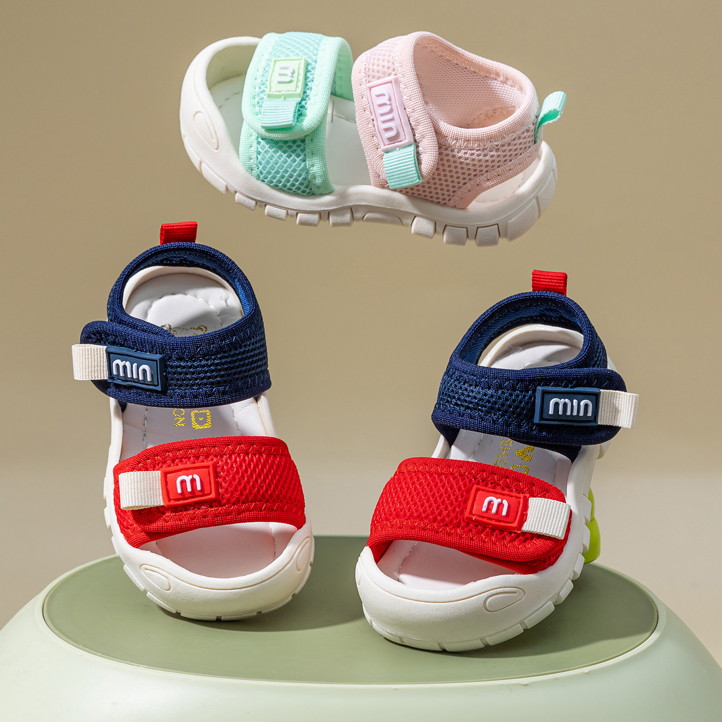 儿童夏季包头0一1-4岁半凉鞋婴儿夏天网布透气男童防踢软底学步鞋