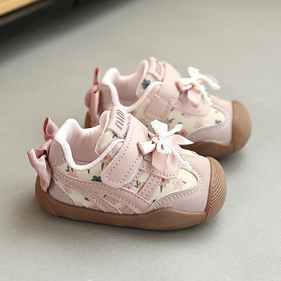 春秋女宝宝学步鞋0一1-3岁婴儿蝴蝶结鞋子女童公主鞋儿童秋季童鞋