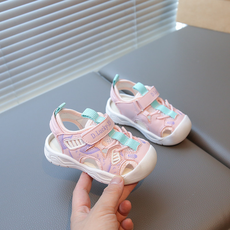 新款夏季儿童女宝宝1一4岁凉鞋小童夏天包头女童网面透气软底鞋子