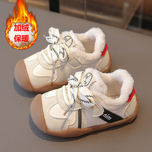 冬季加绒男宝宝女学步鞋婴儿0一1-3岁软底鞋子婴幼儿冬天保暖棉鞋