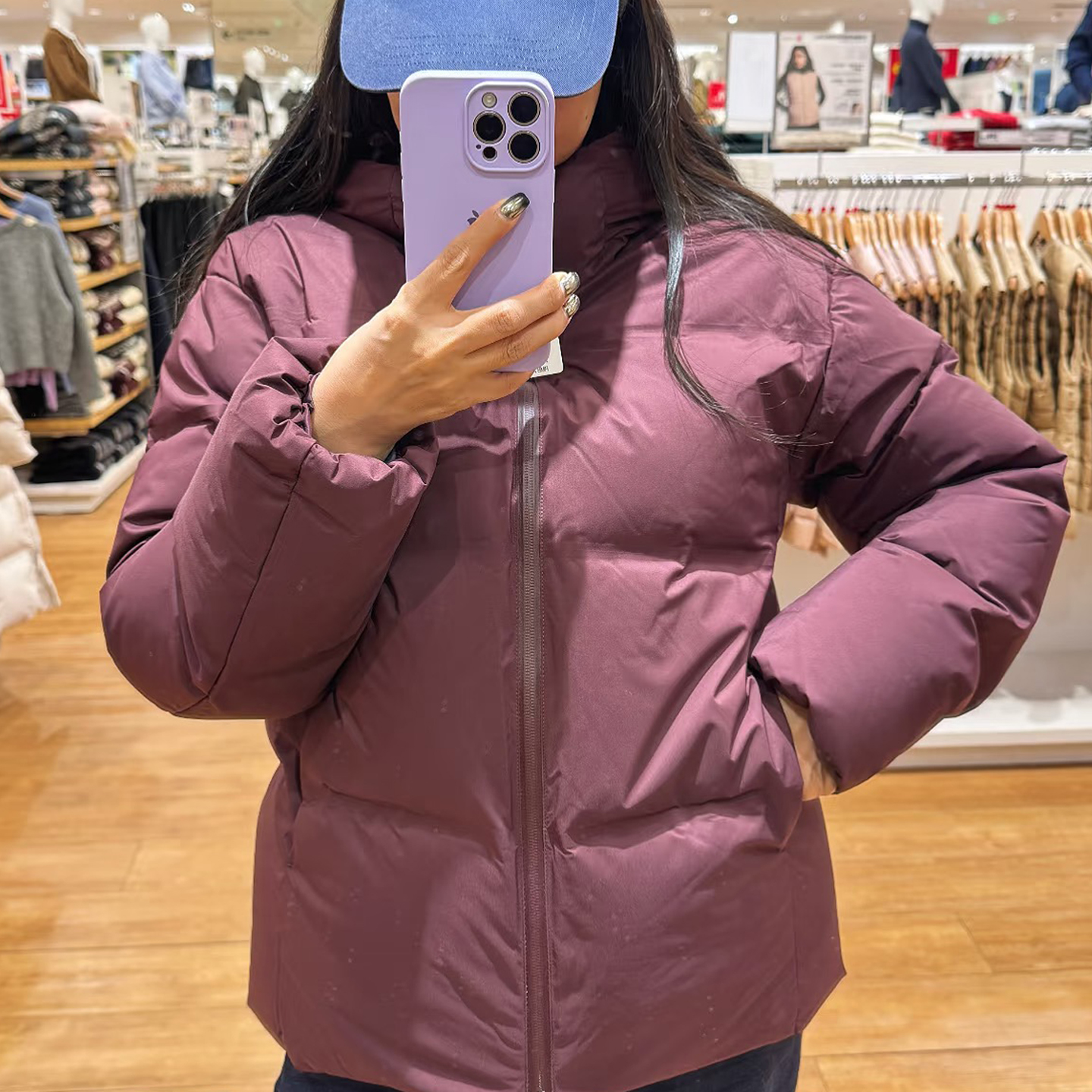 25秋冬日单新款防风防水女装无缝保暖羽绒连帽外套夹克上衣478577