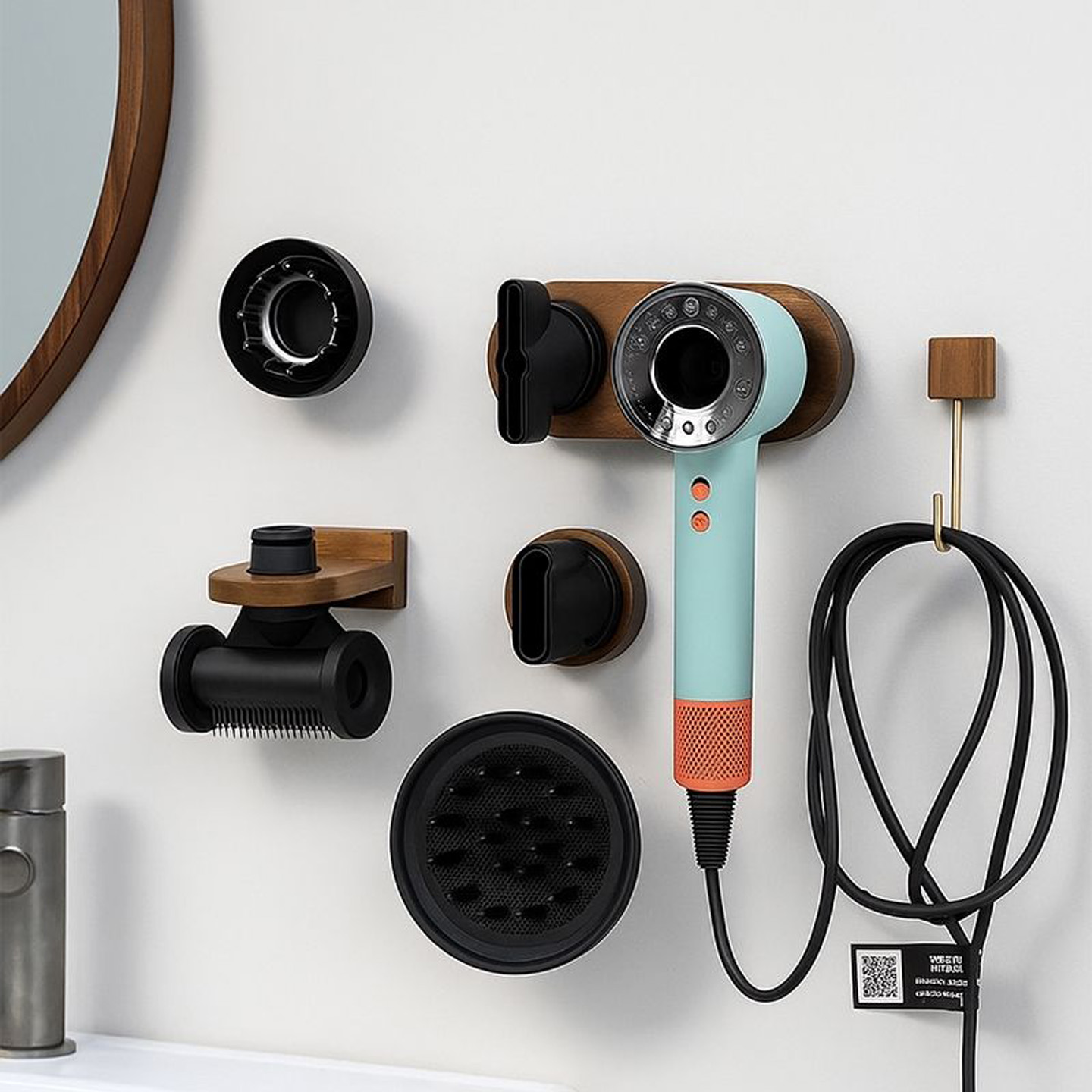 实木Hd16壁挂免打孔黑胡桃风嘴架