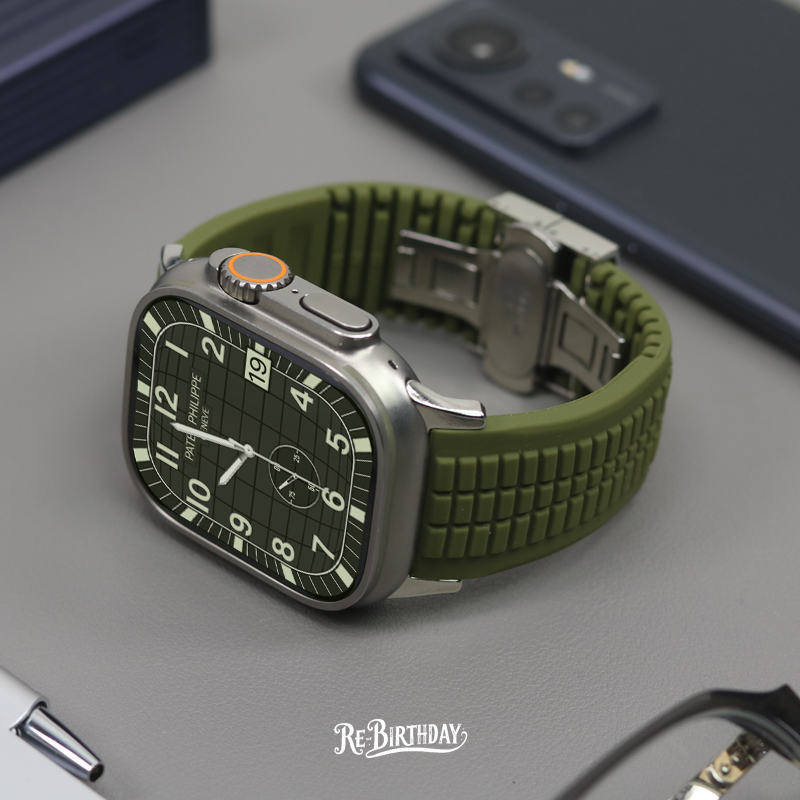 适用苹果手表硅胶运动45MM表带