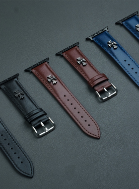 适用于苹果手表ultra克罗心皮表带iwatch46mm朋克复古男女41m腕带