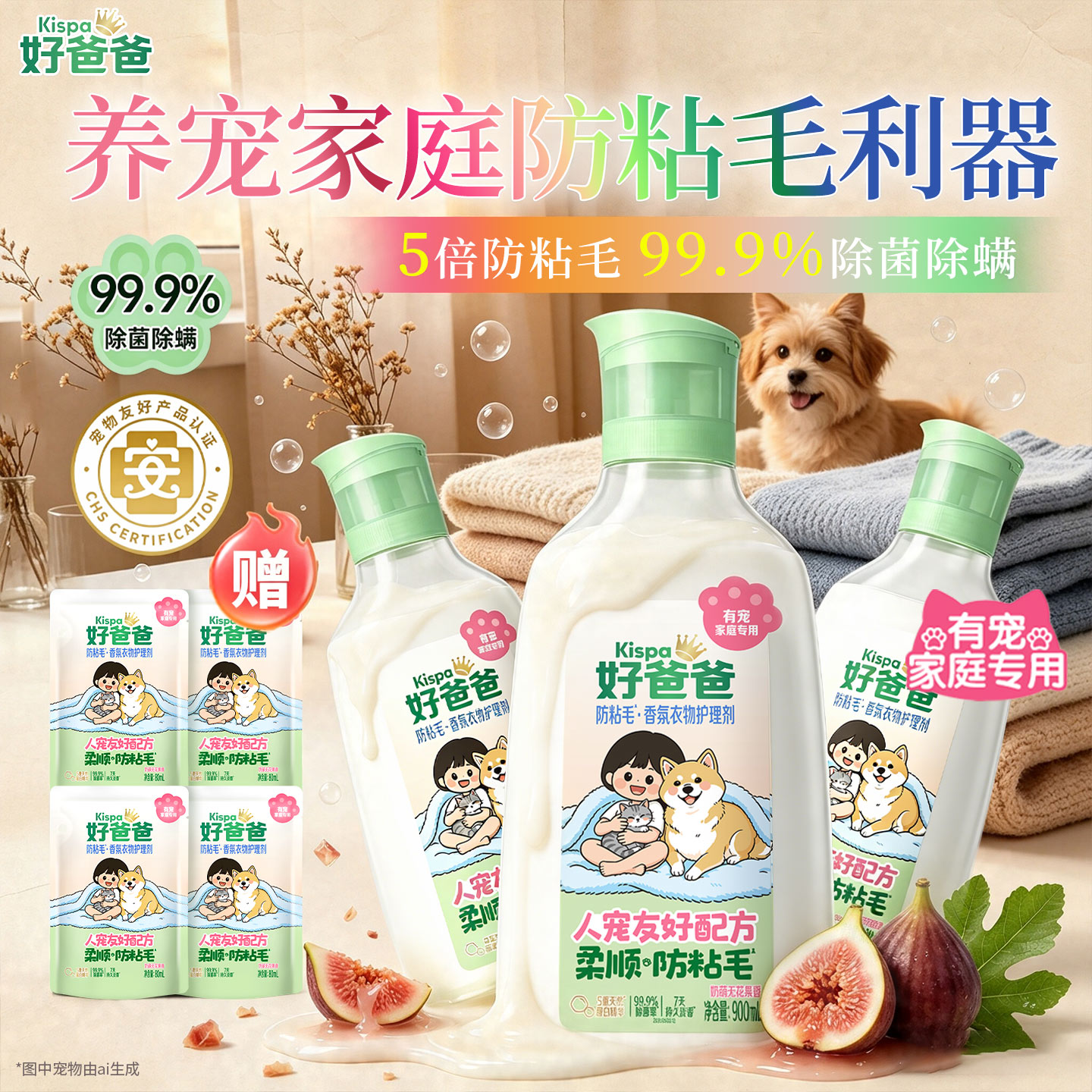 立白好爸爸宠物衣物柔顺剂除菌