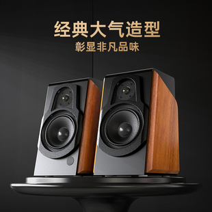 奋达R60BT F&D Pro蓝牙音箱家用桌面电脑2.0有源音箱木制重低音炮