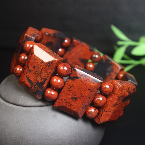 鸡血石手串桂林鸡血玉手链男款天然玉石坦克链观石堂同款A带证书