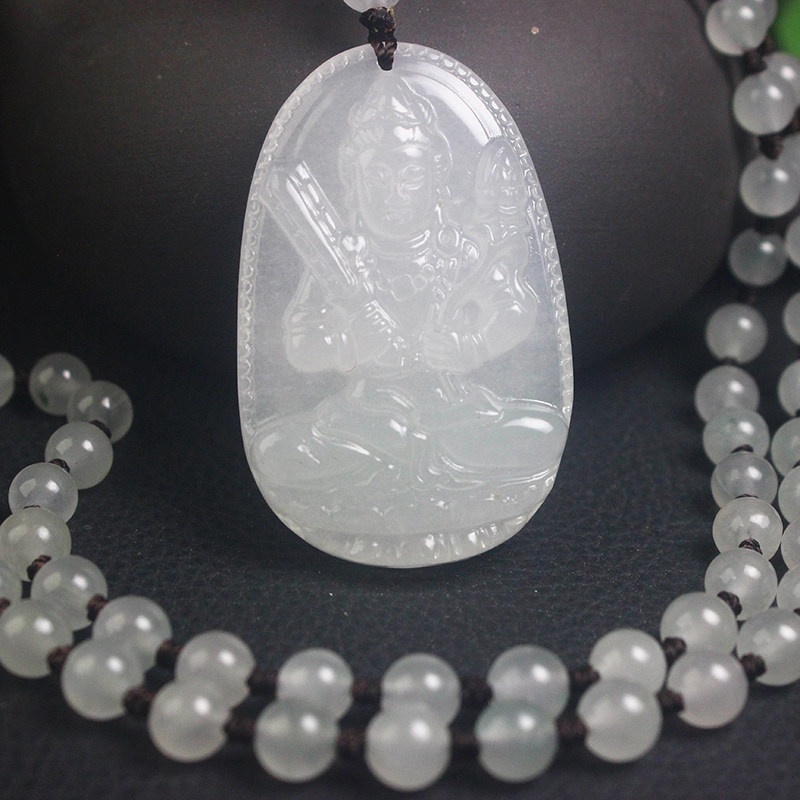 正品桂林鸡血玉贵妃料本命佛项链虚空藏佛菩萨属牛虎守护神带证书