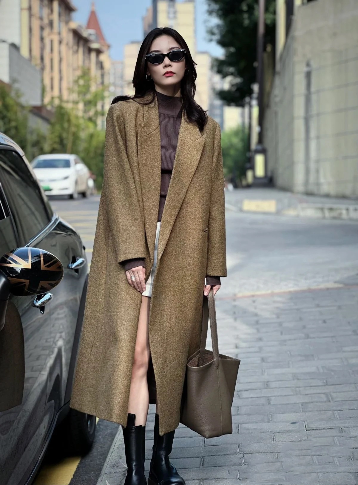 秀场款！ROW到起飞！羊毛呢廓形宽松混色复古西装领呢大衣女23109