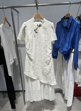 Rose Alyssa 若诗莉莎2026夏新女蝴蝶扣斜裁旗袍裙R6205-0706-699