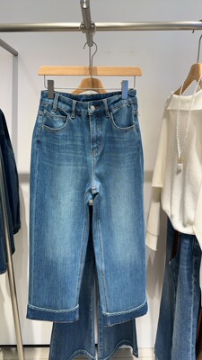 ROSEALYSSA若诗莉莎2026春季新款女翻边直筒牛仔裤R6104-3204-599