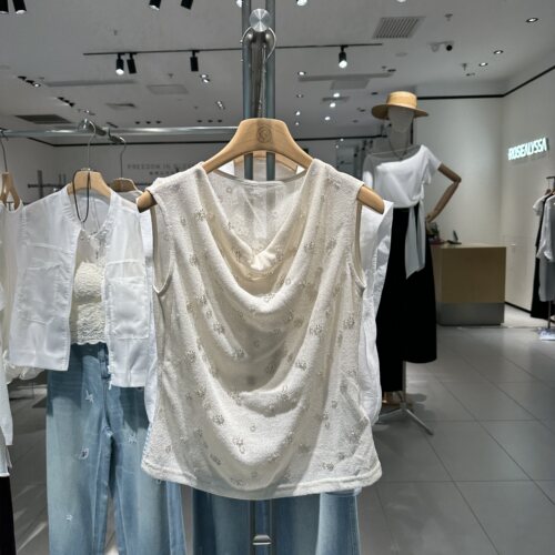 Rose Alyssa 若诗莉莎2026年夏新女荡领钉珠针织衫R6205-2402-499