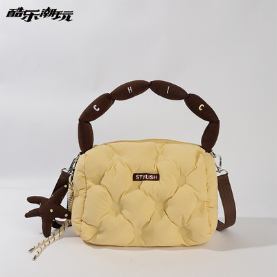 酷乐潮玩少女嘭嘭斜挎包女大容量2025新款休闲通勤手提单肩包包