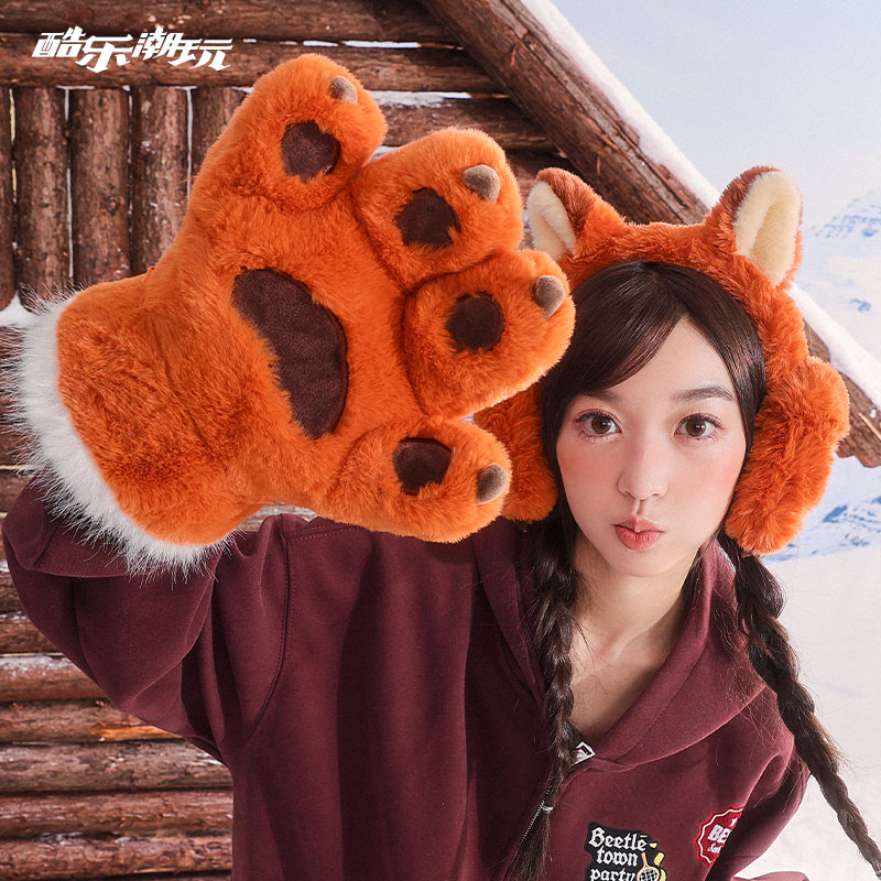 酷乐潮玩迪士尼萌趣爪爪手套斜挎包毛绒手套包女