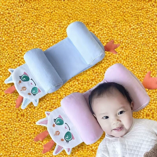 Детская подушка с месой для новорожденных от 0 до 6 месяцев, удобная форма головы без высоты