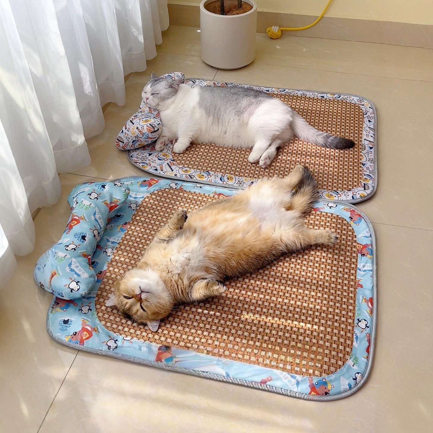 宠物凉席垫子猫咪睡垫带枕头可拆洗夏季狗狗降温神器四季通用地垫