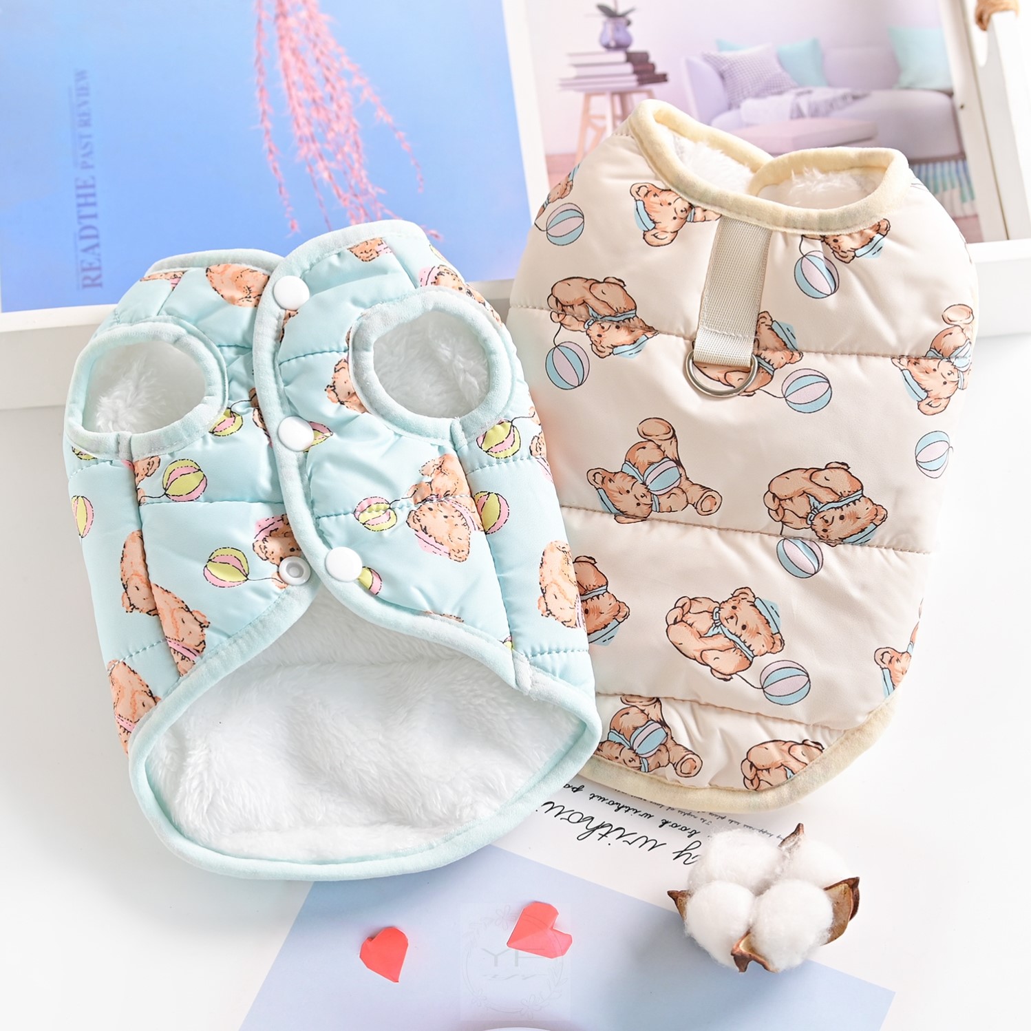 宠物服装秋冬小型犬猫咪泰迪比熊狗狗衣服加绒保暖可爱棉背心马甲