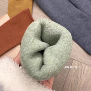 5双装~ins少女冬日加绒奶油系竖纹中筒睡眠羊绒保暖雪地袜睡眠袜L
