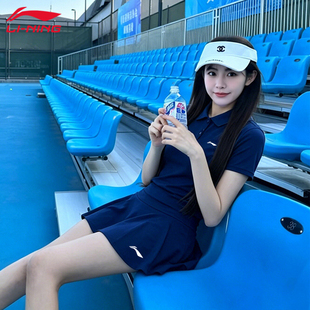 李宁高颜值女款学学院风网球羽毛球服比赛速干衣运动短袖短裙套装