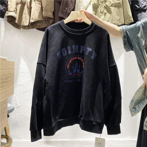 TY1980加绒加厚宽松韩版印花卫衣