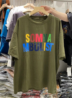 TY1980新款上衣女装夏季韩版宽松圆领字母百搭休闲短袖T恤女87265