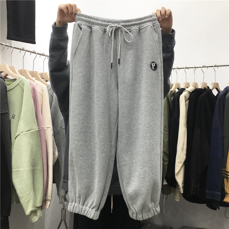 TY1980加厚加绒运动卫裤女冬季新款韩版宽松显瘦束脚休闲裤女5613