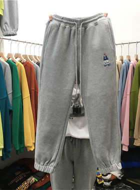 TY1980加绒加厚卫裤冬季新款韩版休闲刺绣百搭显瘦束脚裤女215601