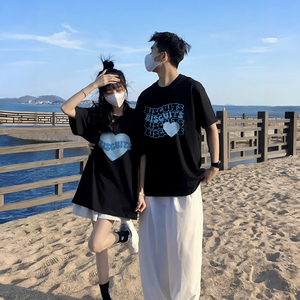 特别的情侣t恤短袖2024新款爆款夏季宽松纯棉设计感不一样的上衣