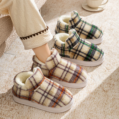 2025新款室内家居包跟厚底棉拖鞋女冬季加绒月子毛毛拖鞋女款冬天