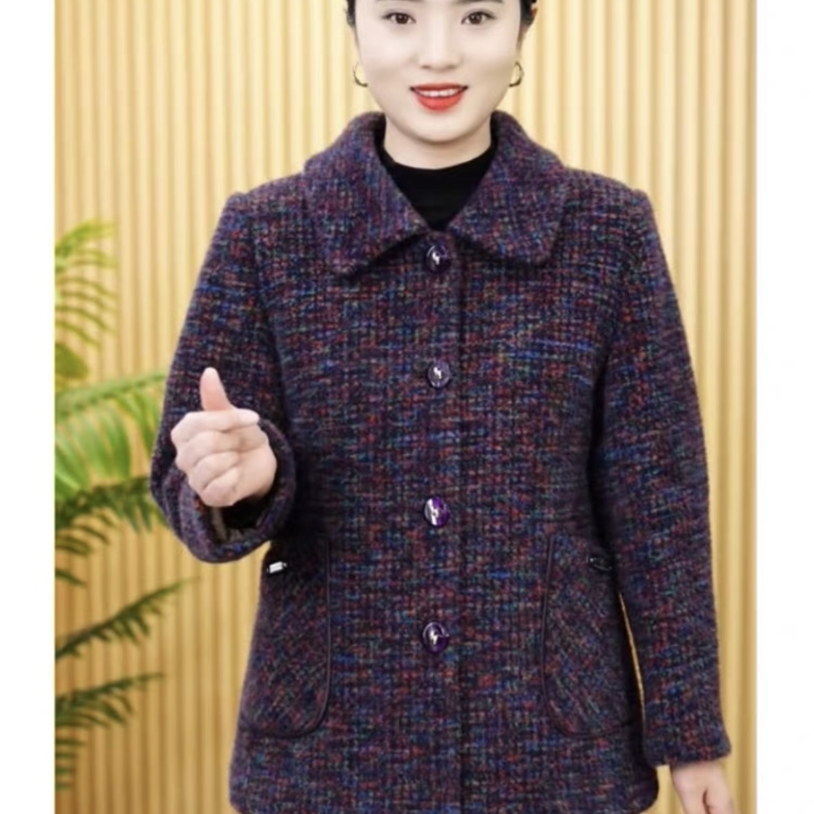 奶奶秋冬装外套60岁70老太太加绒加厚上衣老人妈妈保暖棉袄翻领潮