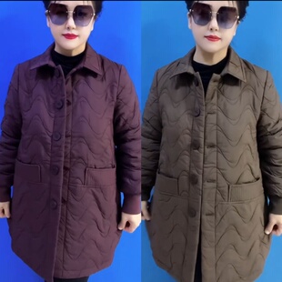 翻领棉服潮 上衣洋气中长款 秋冬新款 女士加棉保暖外套中老年妈妈装