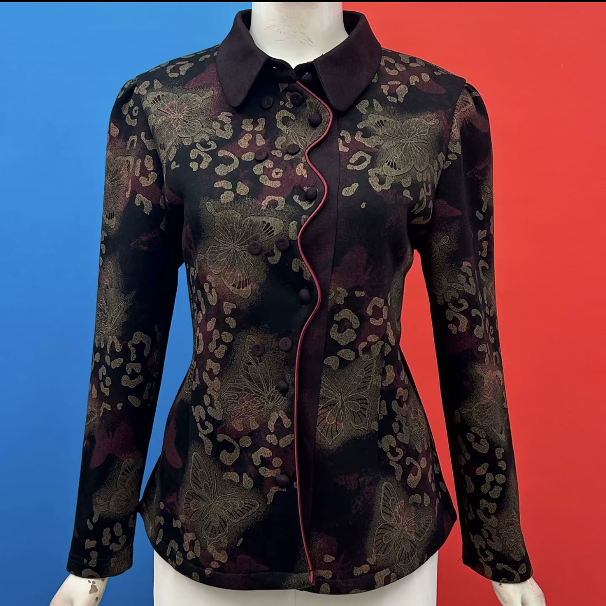 秋冬花色女士加绒小衫翻领开衫潮