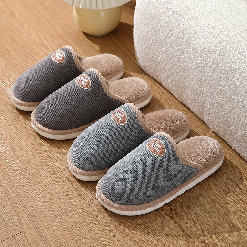 男士冬季加厚底防滑大码棉拖鞋