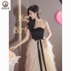 抹胸晚礼服裙女2024新款 宴会气质学生主持人十八岁成人礼高级 法式