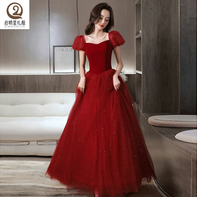 敬酒服新娘结婚礼服女高级感酒红色订婚连衣裙高端轻奢平时可穿夏