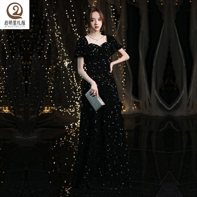 晚礼服裙女2024新款宴会名媛气质平时可穿高端主持人洋装演出服秋