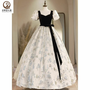 法式高级感主持人艺考气质演出服宴会端庄大气蓬蓬裙高端晚礼服女