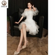 白色晚礼服2024新款 生日蓬蓬裙轻奢小众优雅宴会超仙艺考礼服