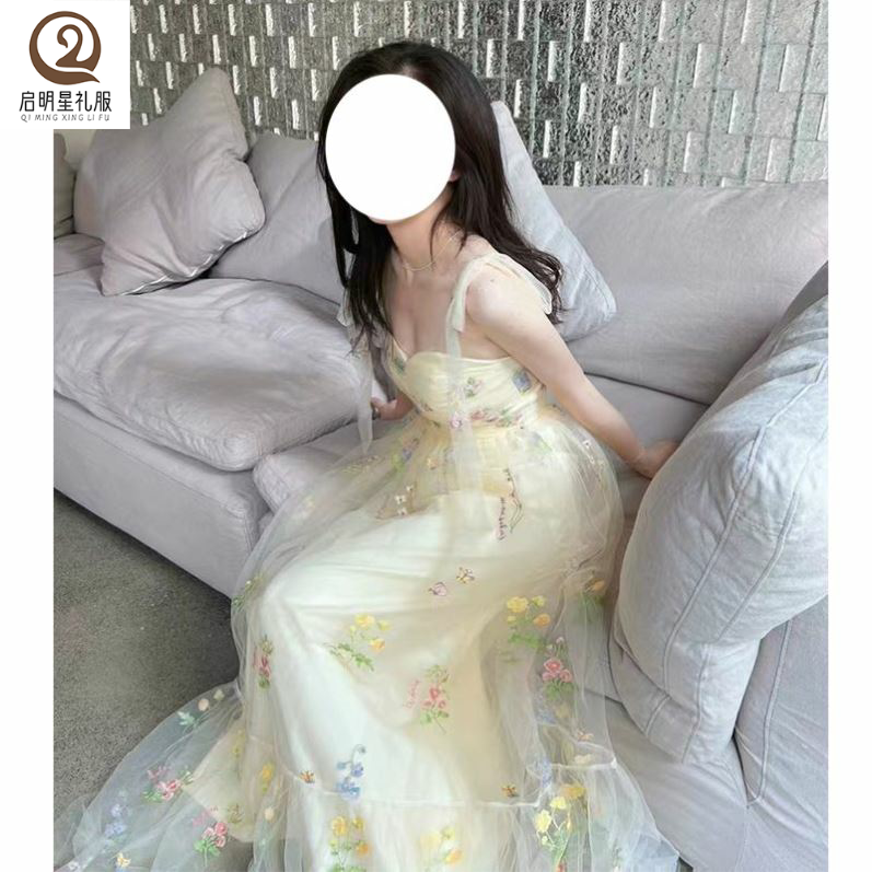 吊带晚礼服裙女2024新款公主风长款优雅气质生日派对学生艺考主持