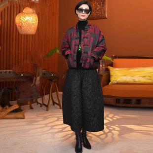 棉裤 套装 女2025冬装 中式 松紧腰九分裤 加棉国风棉衣 棉袄上衣 大码