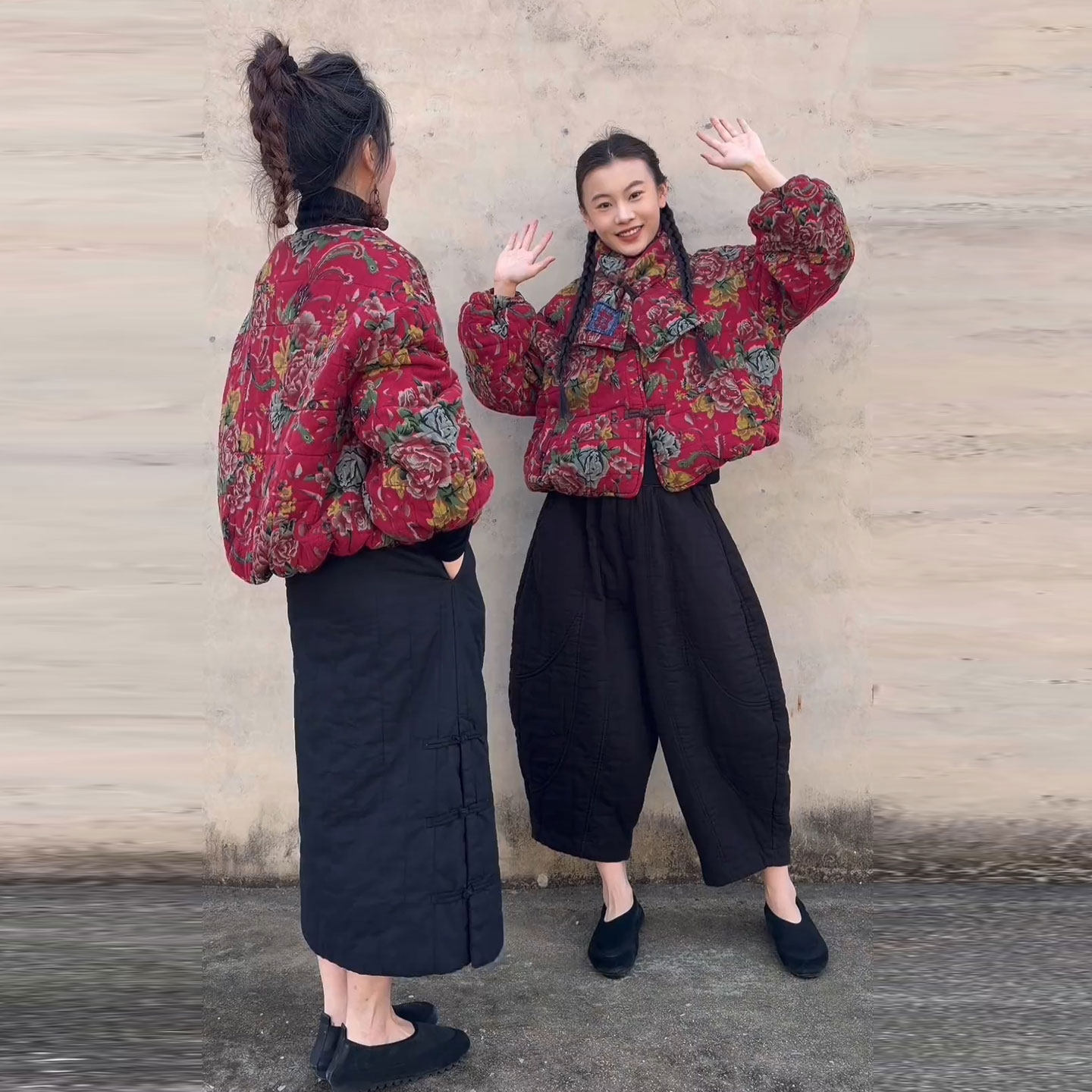 冬季复古文艺盘扣灯笼袖棉衣+夹棉九分裤宽松保暖加厚棉裤两件套,女装/女士精品,时尚套装,淘宝优惠券,粉丝福利购,淘宝优惠卷