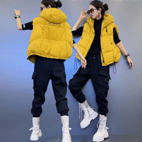 欧货连帽羽绒服马甲女秋冬