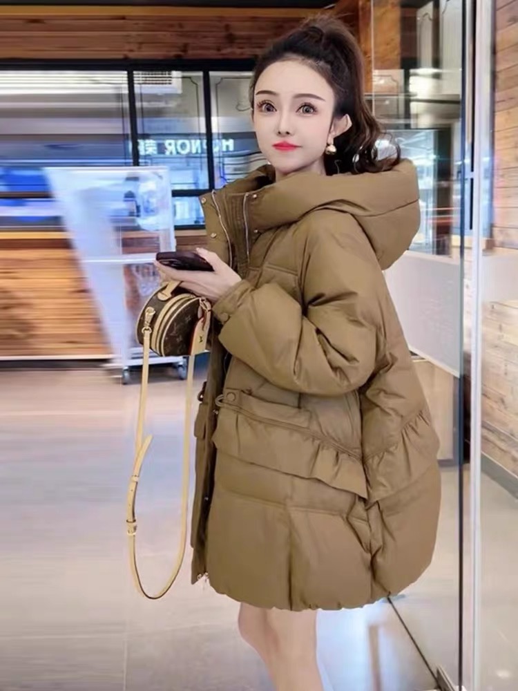 欧货时尚大板羽绒棉服女秋冬新款中长款高级感宽松连帽棉袄面包服