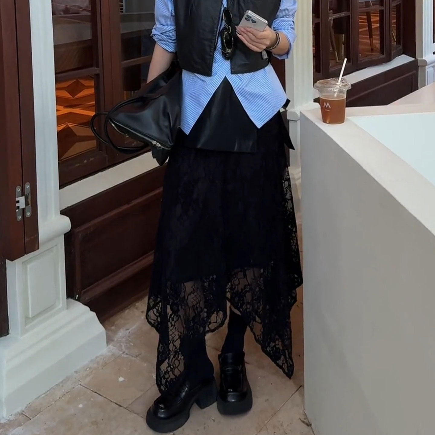 黑色蕾丝拼接半身裙女2026春季流行爆款高腰显瘦不规则设计a字裙,女装/女士精品,半身裙,淘宝优惠券,粉丝福利购,淘宝优惠卷