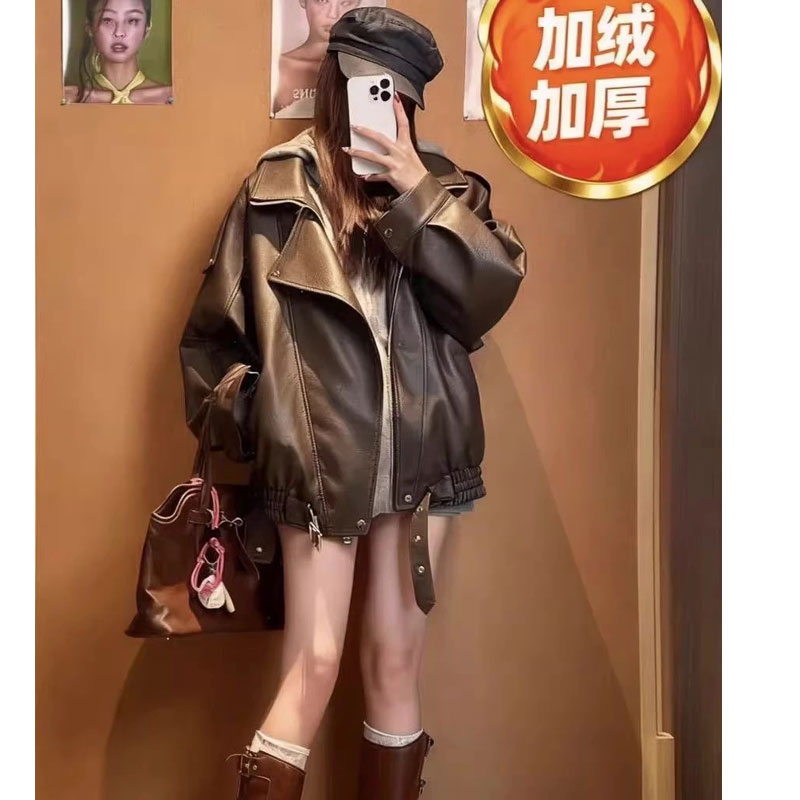 皮衣外套pu机车美式加绒加厚