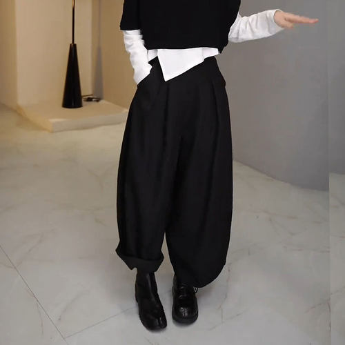 西装阔腿裤百搭大码弯刀裤长裤