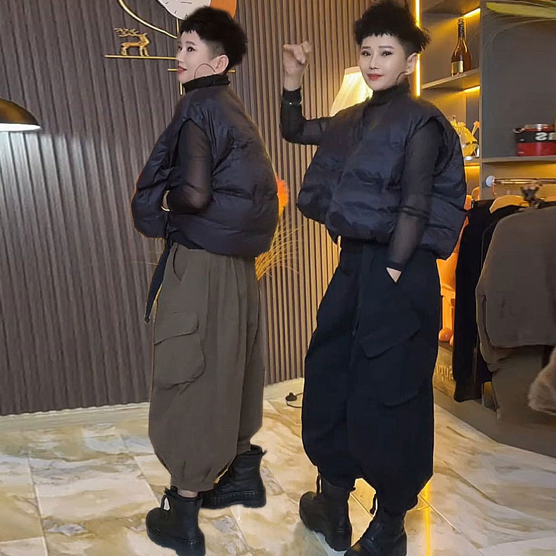 两件套羽绒服大口袋马甲休闲裤