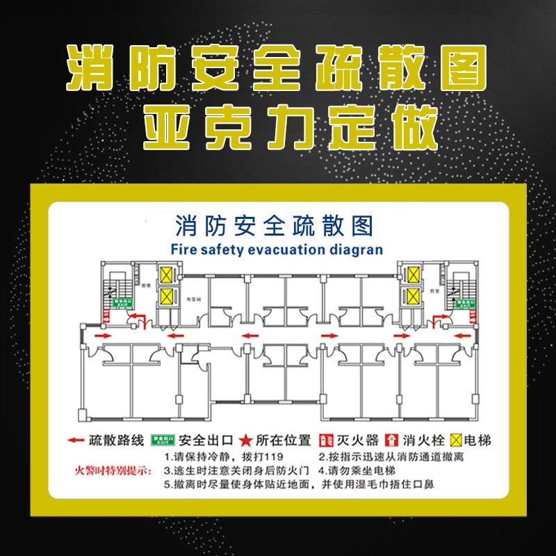 亚克力消防疏散示意图酒店客房
