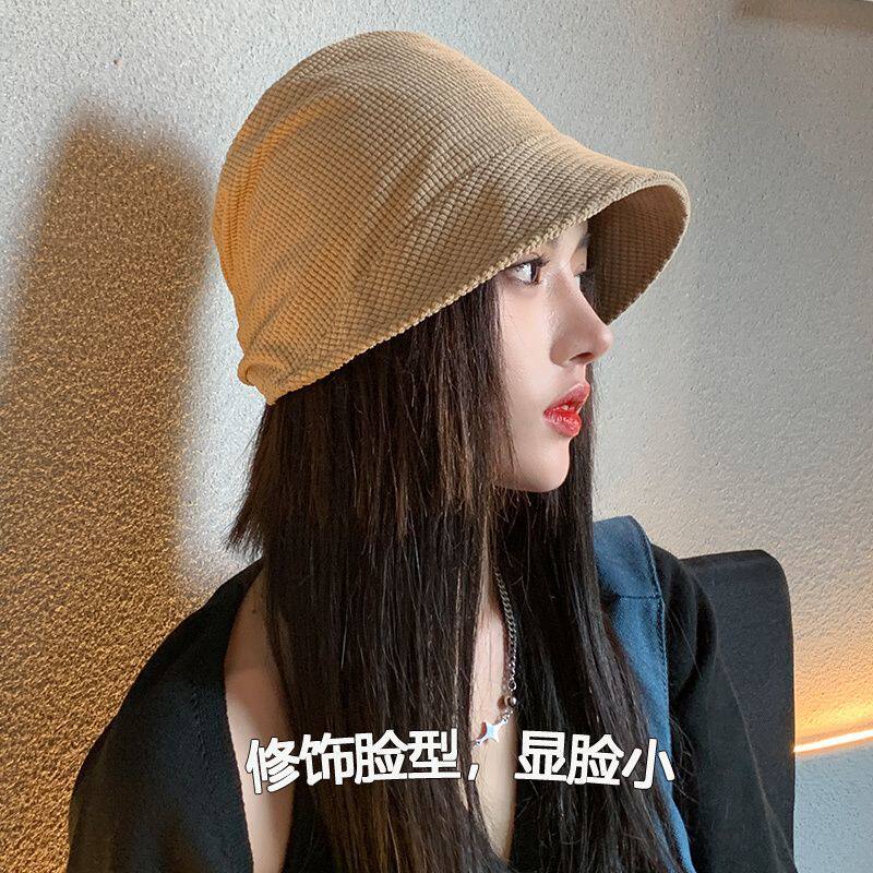 渔夫帽新款春秋帽子女圆脸大脸显瘦堆堆帽复古百搭冷帽短帽檐韩版