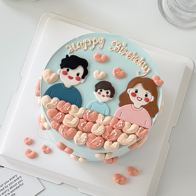糖堡森林网红一家三口翻糖切模爸爸妈妈蛋糕装饰烘焙模具塑料压模